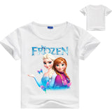 Fashion Summer Kids T-shirts Movie Frozen Short Sleeve Cotton Casual Plain Tee