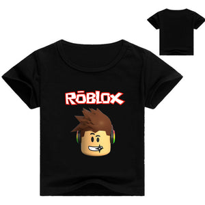 Summer Cotton Kids T-shirts Roblox Game Short Sleeve Casual Plain Color Tees