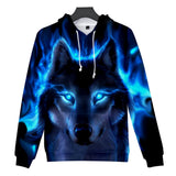 Fashion Wolf Cool 3D Print Halloween Hooded Pullover Coat Jacket