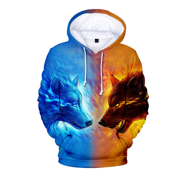 Halloween wolf print long sleeves hoodie hot sale