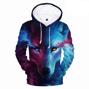 Fashion Wolf Cool 3D Print Halloween Hooded Pullover Coat Jacket