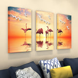 3pcs Flamingo Sunset Wall Watercolor Art Prints Canvas Poster