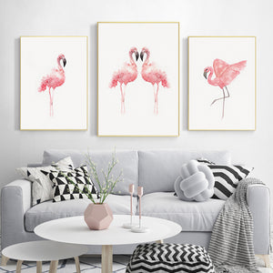 3pcs Flamingo Wall Watercolor Art Prints Canvas Poster