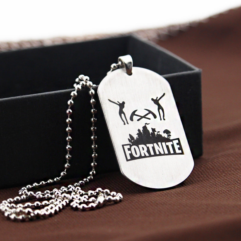 3pcs Game Fortnite Stainless Steel Dog Tag Pendant Necklace Abox.nz