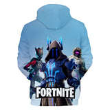 3D Fortnite Season 7 The Ice King Long Sleeve Light Blue Hoodie for Kids Youth Adult