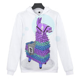 3D Fortnite Llama Long Sleeve White Hoodie for Kids Youth Adult