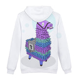 3D Fortnite Llama Long Sleeve White Hoodie for Kids Youth Adult