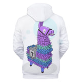 3D Fortnite Llama Long Sleeve White Hoodie for Kids Youth Adult