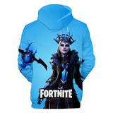 3D Fortnite The Ice Queen Long Sleeve Blue Hoodie for Kids Youth Adult