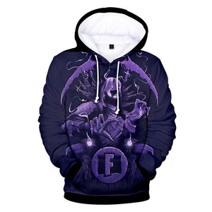 3D Fortnite Cloaked Shadow Long Sleeve Dark Blue Hoodie for Kids Youth Adult
