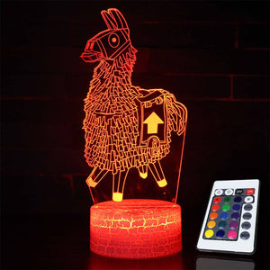 3D 7-Color changing Llama Lamp Remote Control