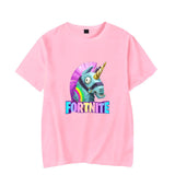 Unisex Fortnite Color Llama Short Sleeve Cotton T-Shirts for Adult Kids