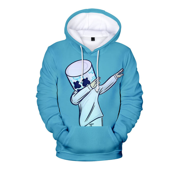 Fortnite DJ Marshmello Light Blue Long Sleeve Hoodie for Kids Youth Adult