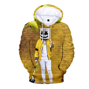 Fortnite DJ Marshmello Yellow Brick Wall Long Sleeve Hoodie for Kids Youth Adult