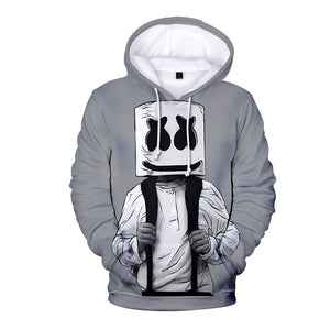 DJ Marshmello Cosplay Gray Long Sleeve Hoodie Jumper for Kids Youth Adult