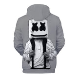 DJ Marshmello Cosplay Gray Long Sleeve Hoodie Jumper for Kids Youth Adult
