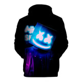 DJ Marshmello Cosplay Black Long Sleeve Hoodie Jumper for Kids Youth Adult