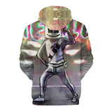 DJ Marshmello Cosplay Gray Rainbow Color Long Sleeve Hoodie Jumper for Kids Youth Adult