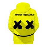 DJ Marshmello Cosplay Yellow Long Sleeve Hoodie Jumper for Kids Youth Adult