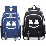 Black DJ Marshmello Backpack School Bags with USB Port