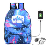 Game Fortnite Printed Galaxy Backpack School Bags with USB Port