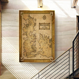 Game Of Thrones Houses Map Westeros And Free Cities Giant Poster on Oin Painting Canvas