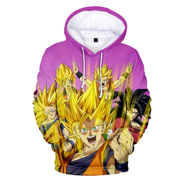 Hot Anime Cartoon Dragon Ball Son Goku Cosplay Purple Hoodie Sweatshirts Tracksuit Jumper Kids Adult