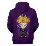 Hot Anime Cartoon Dragon Ball Cute Trunks Cosplay Purple Hoodie Sweatshirts Tracksuit Jumper Kids Adult