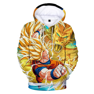 Hot Anime Cartoon Dragon Ball Golden Goku Cosplay Hoodie Sweatshirts Tracksuit Jumper Kids Adult
