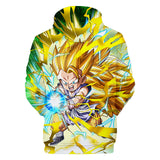 Hot Anime Cartoon Dragon Ball Golden Goku Cosplay Hoodie Sweatshirts Tracksuit Jumper Kids Adult