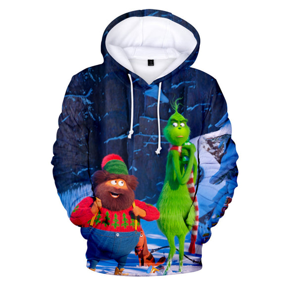 Hot Christmas Cartoon The Grinch Cosplay Hoodie Sweatshirts Tracksuit Jumper Kids Adult