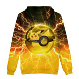 Hot Cartoon Pokemon Go Pikachu Yellow Jumper Casual Sports Hoodies for Kids Youth Adult