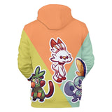 Hot Cartoon Pokemon Go Orange Green Jumper Casual Sports Hoodies for Kids Youth Adult