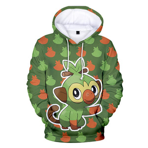 Hot Cartoon Pokemon Go Green Jumper Casual Sports Hoodies for Kids Youth Adult