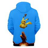 Hot Cartoon Pokemon Light Blue Jumper Casual Sports Hoodies for Kids Youth Adult