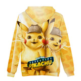 Hot Cartoon Pokemon Detective Pikachu Yellow Jumper Casual Sports Hoodies for Kids Youth Adult
