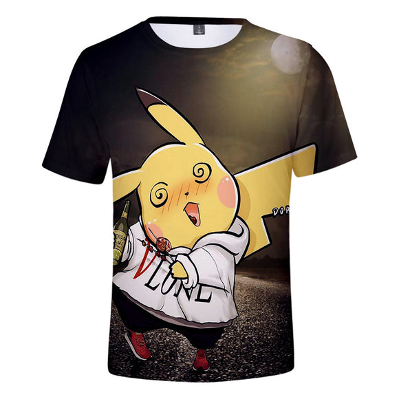 Hot Game Cartoon Pokeman Go Pikachu 3D Graphic Casual Sports T-Shirts Summer Plus Size Top