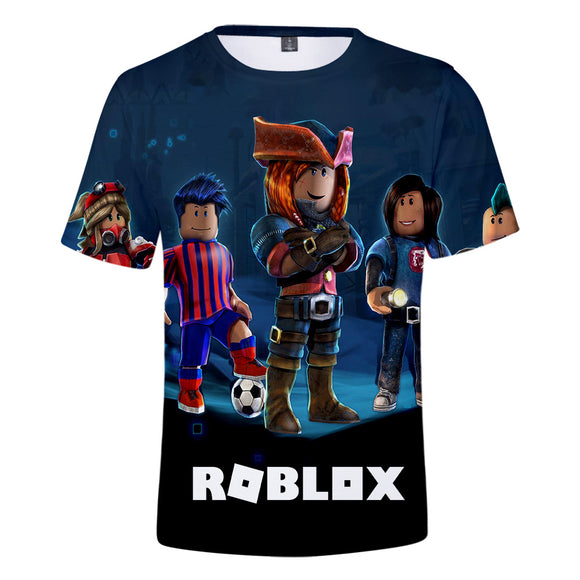 Roblox Kids Boys Summer T-shirt 3d Printed Short Sleeve Comfy Tee Tops