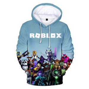 Hot Game Roblox Cosplay Light Blue Jumper Casual Sports Hoodie Long Sleeve for Kids Youth Adult