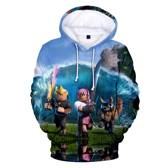 Hot Game Roblox Cosplay Blue Jumper Casual Sports Hoodie Long Sleeve for Kids Youth Adult