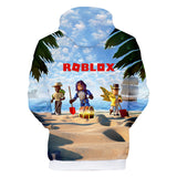 Hot Game Roblox Blue Sky Beach Jumper Casual Sports Hoodie Long Sleeve for Kids Youth Adult