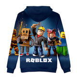 Hot Game Roblox Dark Blue Jumper Casual Sports Hoodie Long Sleeve for Kids Youth Adult