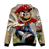 Hot Game Super Mario Gray Jumper Casual Sports Hoodie Long Sleeve for Kids Youth Adult