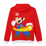 Hot Game Super Mario Red Jumper Casual Sports Hoodie Long Sleeve for Kids Youth Adult