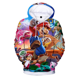 Hot Game Super Mario Blue Jumper Casual Sports Hoodie Long Sleeve for Kids Youth Adult