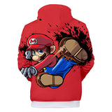 Hot Game Super Mario Red Jumper Casual Sports Hoodie Long Sleeve for Kids Youth Adult