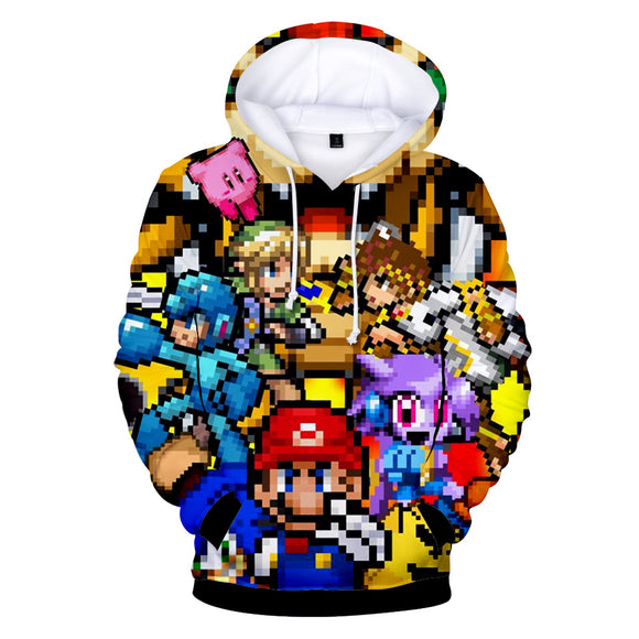 Hot Game Super Mario Color Jumper Casual Sports Hoodie Long Sleeve for Kids Youth Adult