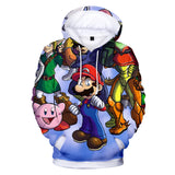 Hot Game Super Mario Blue Jumper Casual Sports Hoodie Long Sleeve for Kids Youth Adult