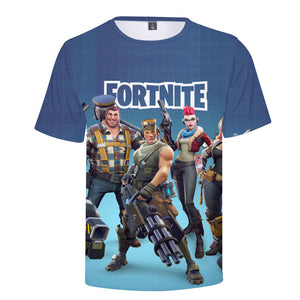 Hot Game Fortnite Blue Casual Sports T-Shirts for Adult Kids