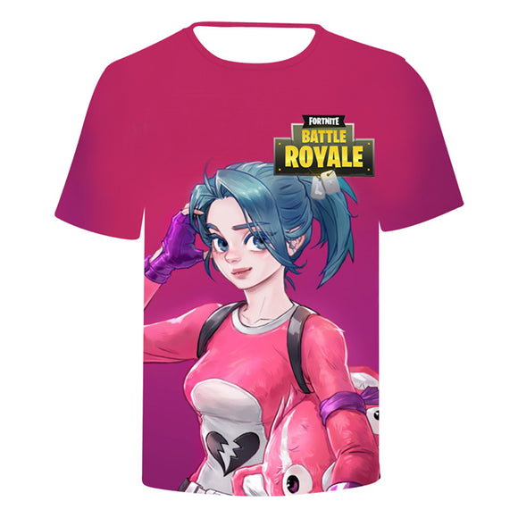 Hot Game Fortnite Rose Red Casual Sports T-Shirts for Adult Kids